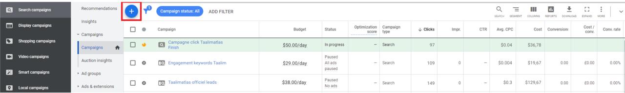 Google Ads TaalimAtlas – Search Campaign performance