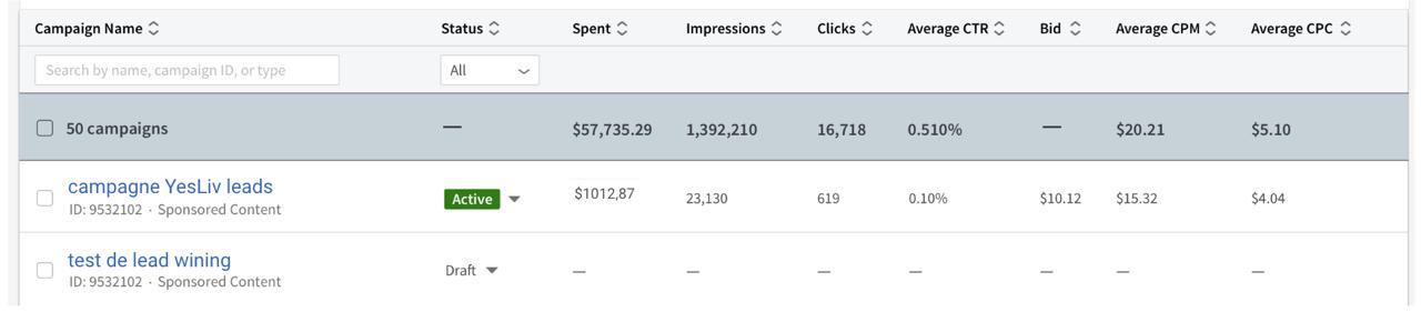 LinkedIn Ads performance - YesLiv